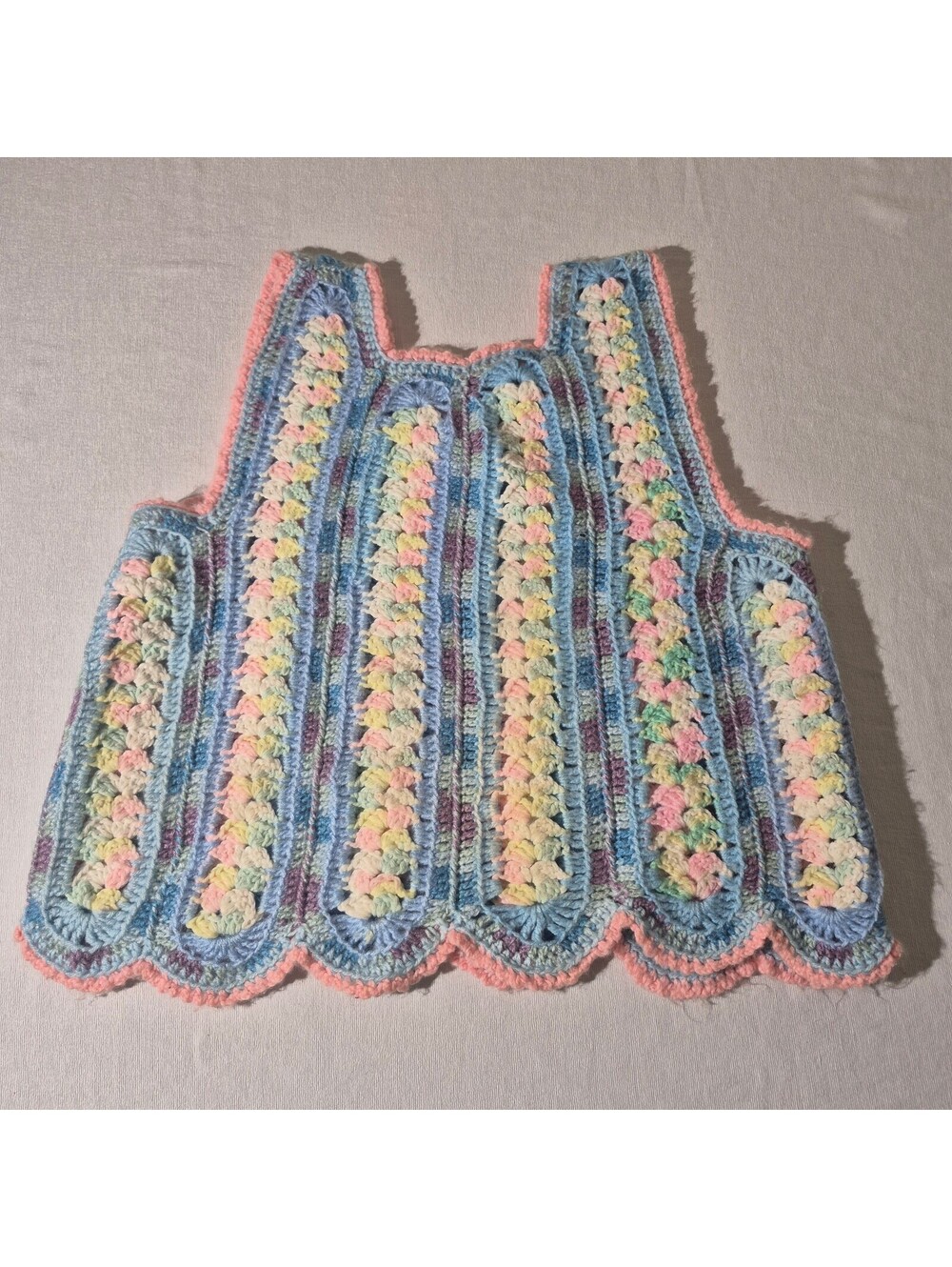 Vintage Pastel rainbow crocheted Large? sleeveless tank top
